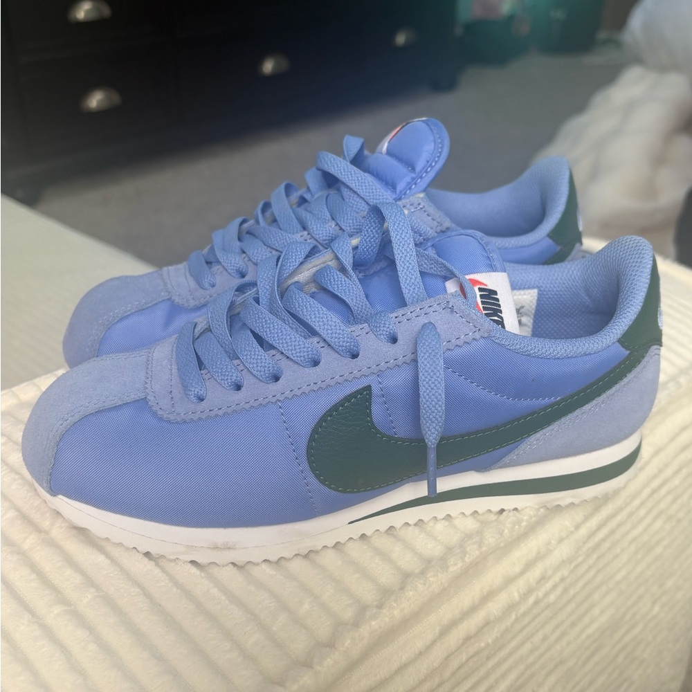 Nike Cortez in Lavender with Dark Green Swoosh